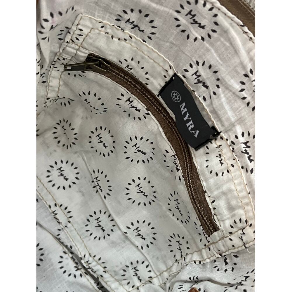 Myra DIZZY CIRCLE Canvas/Leather Crossbody Boho Shoulder Bag - Picture 9 of 14